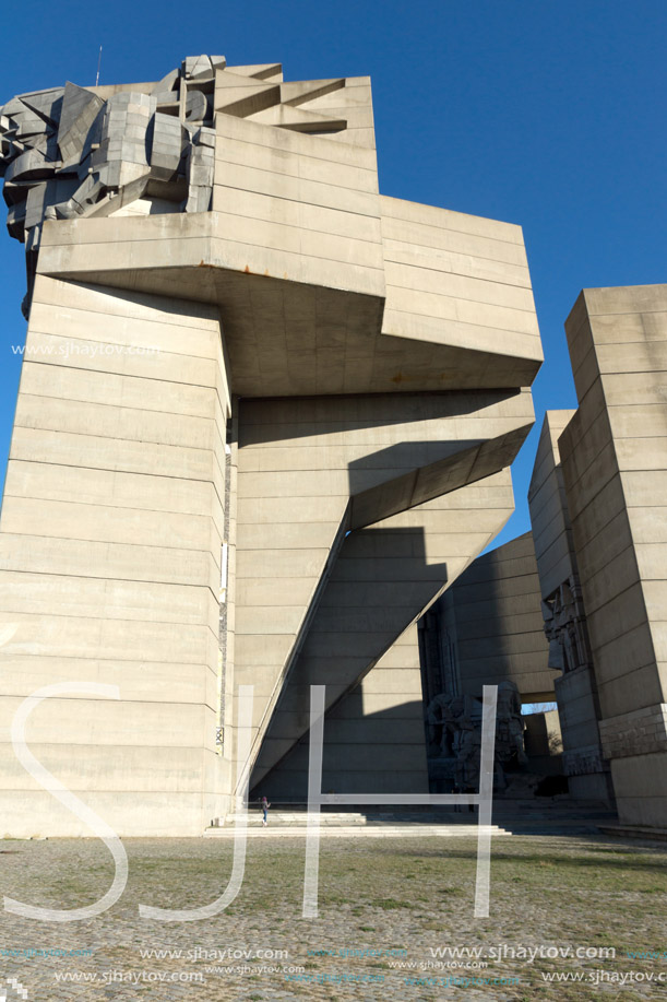 SHUMEN, BULGARIA - APRIL 10, 2017:   Founders of the Bulgarian State Monument near Town of Shumen, Bulgaria