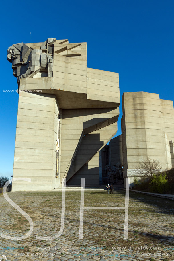SHUMEN, BULGARIA - APRIL 10, 2017:   Founders of the Bulgarian State Monument near Town of Shumen, Bulgaria