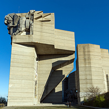 SHUMEN, BULGARIA - APRIL 10, 2017:   Founders of the Bulgarian State Monument near Town of Shumen, Bulgaria