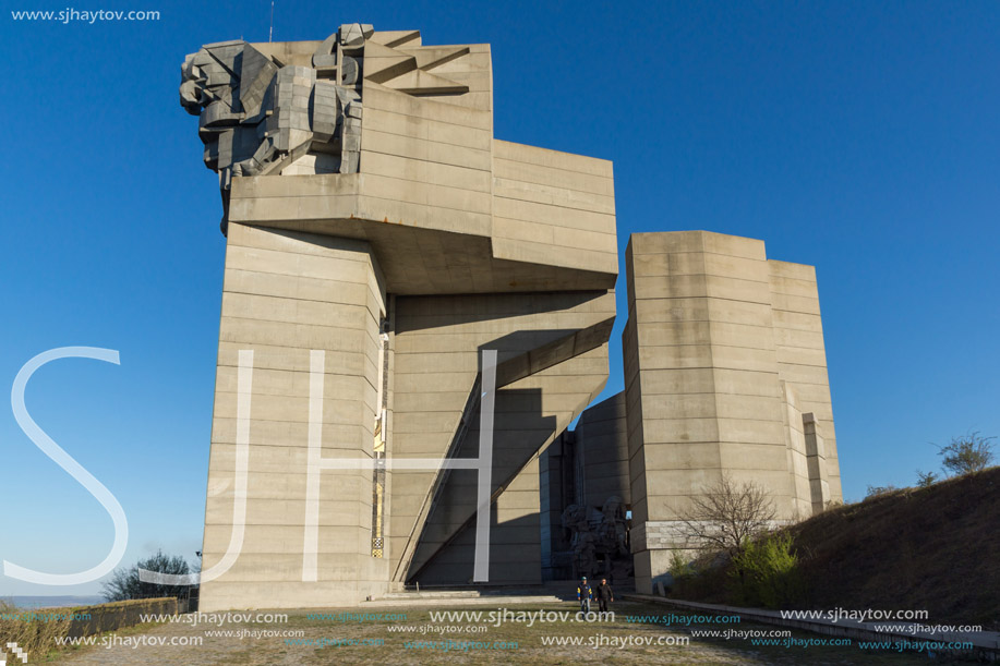 SHUMEN, BULGARIA - APRIL 10, 2017:   Founders of the Bulgarian State Monument near Town of Shumen, Bulgaria