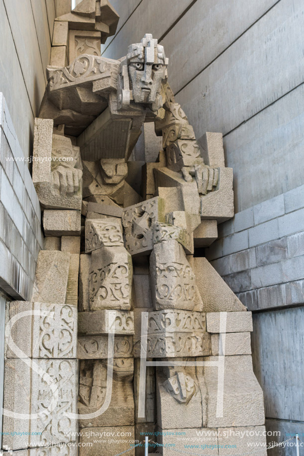 SHUMEN, BULGARIA - APRIL 10, 2017:   Founders of the Bulgarian State Monument near Town of Shumen, Bulgaria