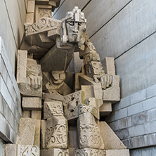 SHUMEN, BULGARIA - APRIL 10, 2017:   Founders of the Bulgarian State Monument near Town of Shumen, Bulgaria