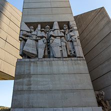 SHUMEN, BULGARIA - APRIL 10, 2017:   Founders of the Bulgarian State Monument near Town of Shumen, Bulgaria