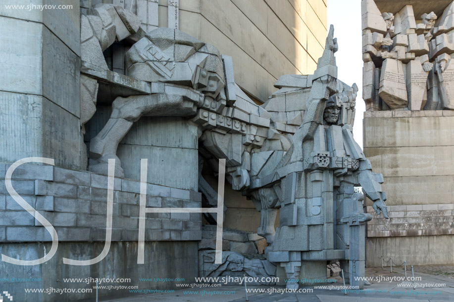 SHUMEN, BULGARIA - APRIL 10, 2017:   Founders of the Bulgarian State Monument near Town of Shumen, Bulgaria
