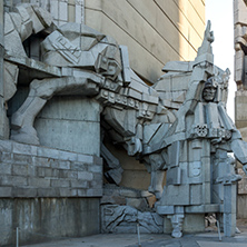 SHUMEN, BULGARIA - APRIL 10, 2017:   Founders of the Bulgarian State Monument near Town of Shumen, Bulgaria