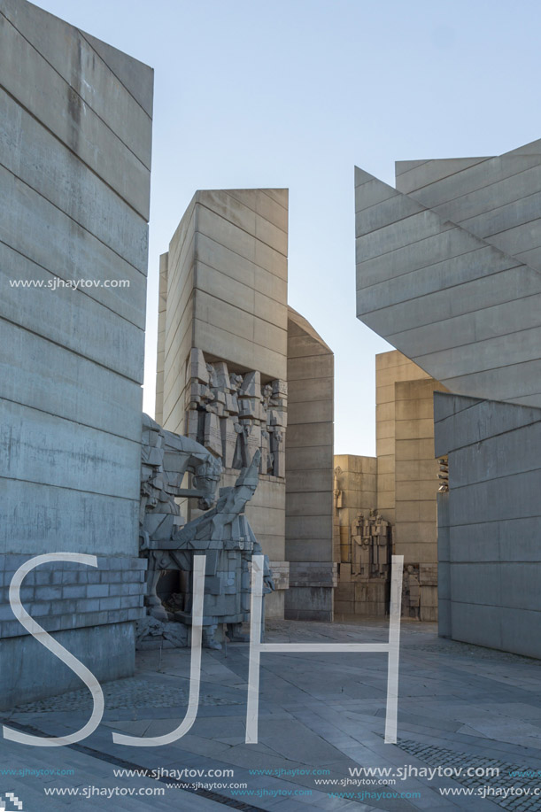SHUMEN, BULGARIA - APRIL 10, 2017:   Founders of the Bulgarian State Monument near Town of Shumen, Bulgaria