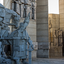 SHUMEN, BULGARIA - APRIL 10, 2017:   Founders of the Bulgarian State Monument near Town of Shumen, Bulgaria