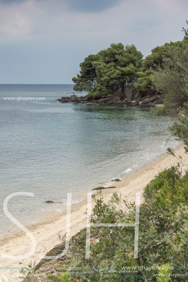 Panoramic view of Kohylia Beach at Sithonia peninsula, Chalkidiki, Central Macedonia, Greece