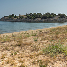 Panoramic view of Stiladario Beach at Sithonia peninsula, Chalkidiki, Central Macedonia, Greece