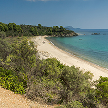 Panoramic view of Agios Georgios Beach at Sithonia peninsula, Chalkidiki, Central Macedonia, Greece
