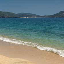 Panoramic view of Tristinika Beach at Sithonia peninsula, Chalkidiki, Central Macedonia, Greece