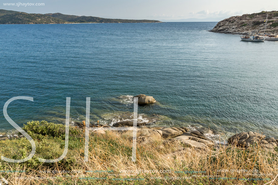 Panoramic view of Tourkolimnionas Beach at Sithonia peninsula, Chalkidiki, Central Macedonia, Greece