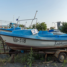 TSAREVO, BULGARIA - JUNE 29, 2013:  Old boat at the port town of Tsarevo, Burgas Region, Bulgaria