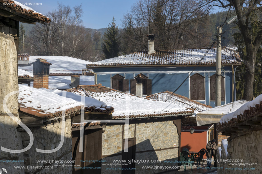 KOPRIVSHTITSA, BULGARIA - DECEMBER 13, 2013: Winter view of Old House  in historical town of Koprivshtitsa, Sofia Region, Bulgaria