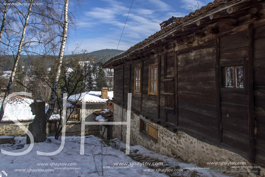 KOPRIVSHTITSA, BULGARIA - DECEMBER 13, 2013: Winter view of Old House  in historical town of Koprivshtitsa, Sofia Region, Bulgaria