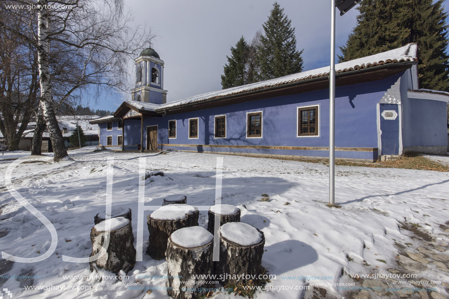 KOPRIVSHTITSA, BULGARIA - DECEMBER 13, 2013: Church of Assumption of Virgin Mary in historical town of Koprivshtitsa, Sofia Region, Bulgaria