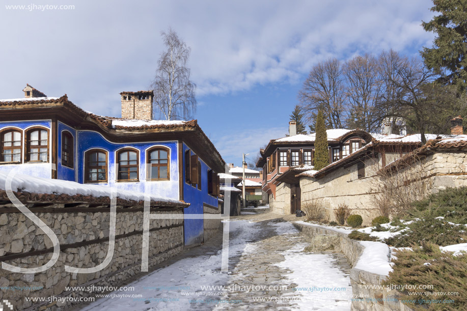 KOPRIVSHTITSA, BULGARIA - DECEMBER 13, 2013: Winter view of Old House  in historical town of Koprivshtitsa, Sofia Region, Bulgaria