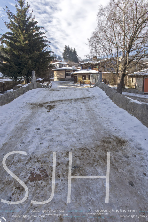 KOPRIVSHTITSA, BULGARIA - DECEMBER 13, 2013: Winter view of Old House  in historical town of Koprivshtitsa, Sofia Region, Bulgaria