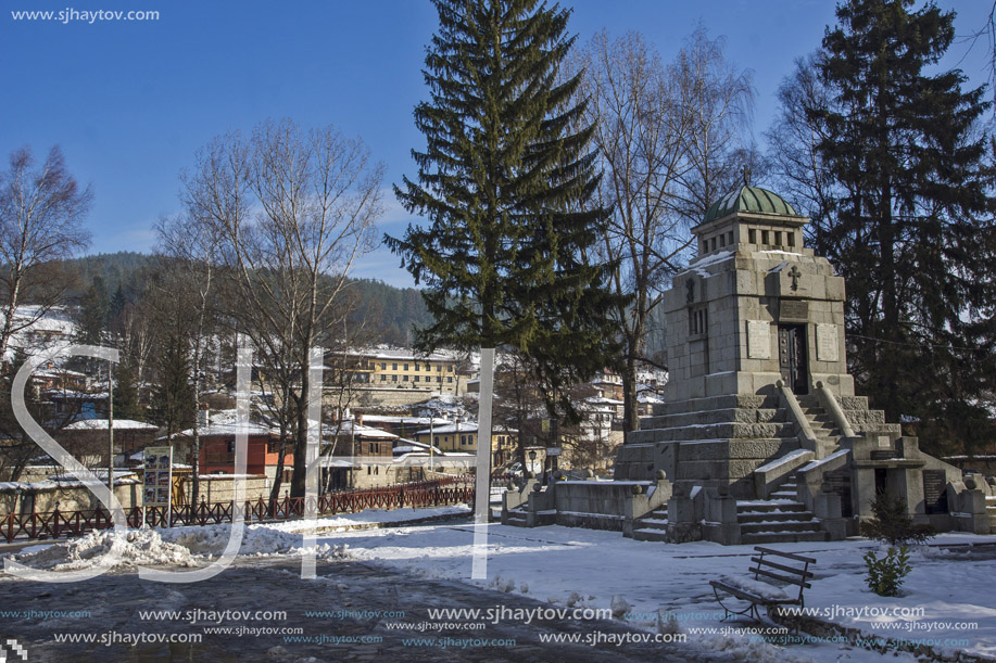 KOPRIVSHTITSA, BULGARIA - DECEMBER 13, 2013: Mausoleum Ossuary of Apriltsi  in historical town of Koprivshtitsa, Sofia Region, Bulgaria