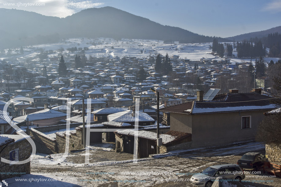 KOPRIVSHTITSA, BULGARIA - DECEMBER 13, 2013: Panoramic view of historical town of Koprivshtitsa, Sofia Region, Bulgaria