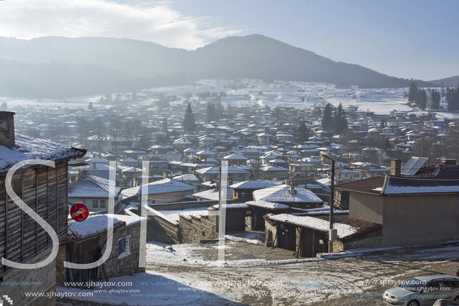 KOPRIVSHTITSA, BULGARIA - DECEMBER 13, 2013: Panoramic view of historical town of Koprivshtitsa, Sofia Region, Bulgaria