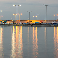 Night seascape of port and beach of Chernomorets, Burgas region, Bulgaria