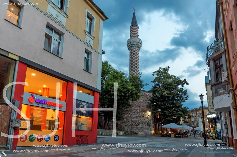 PLOVDIV, BULGARIA - AUGUST 22,  2017: Amazing night photo of Dzhumaya Mosque in city of Plovdiv, Bulgaria