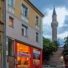 PLOVDIV, BULGARIA - AUGUST 22,  2017: Amazing night photo of Dzhumaya Mosque in city of Plovdiv, Bulgaria