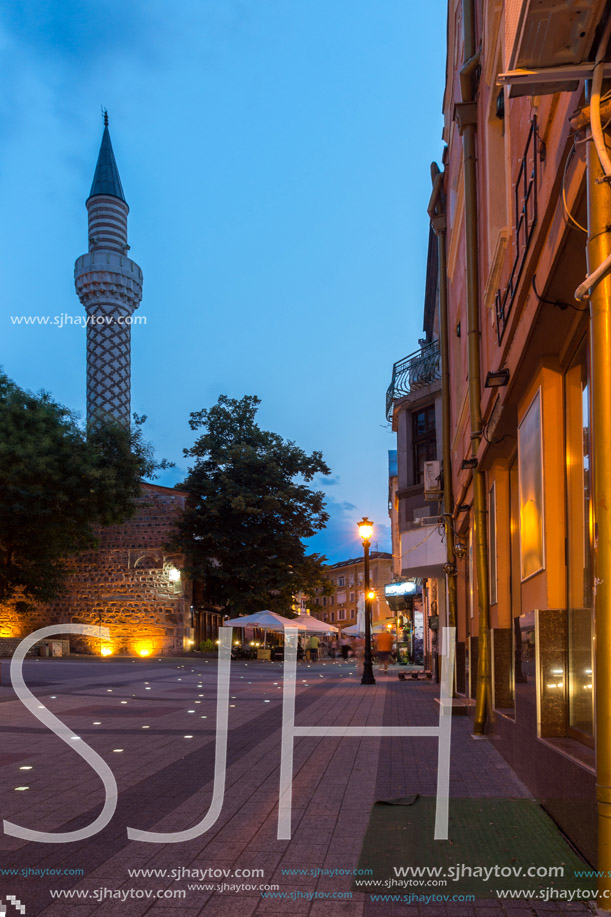 PLOVDIV, BULGARIA - AUGUST 22,  2017: Amazing night photo of Dzhumaya Mosque in city of Plovdiv, Bulgaria