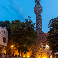 PLOVDIV, BULGARIA - AUGUST 22,  2017: Amazing night photo of Dzhumaya Mosque in city of Plovdiv, Bulgaria