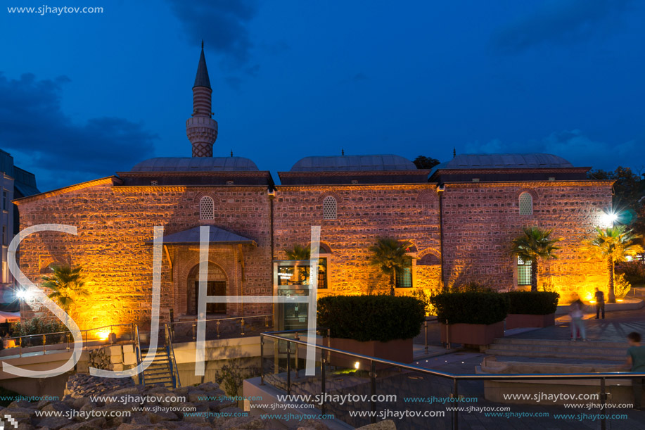 PLOVDIV, BULGARIA - AUGUST 22,  2017: Dzhumaya Mosque and Roman stadium in city of Plovdiv, Bulgaria
