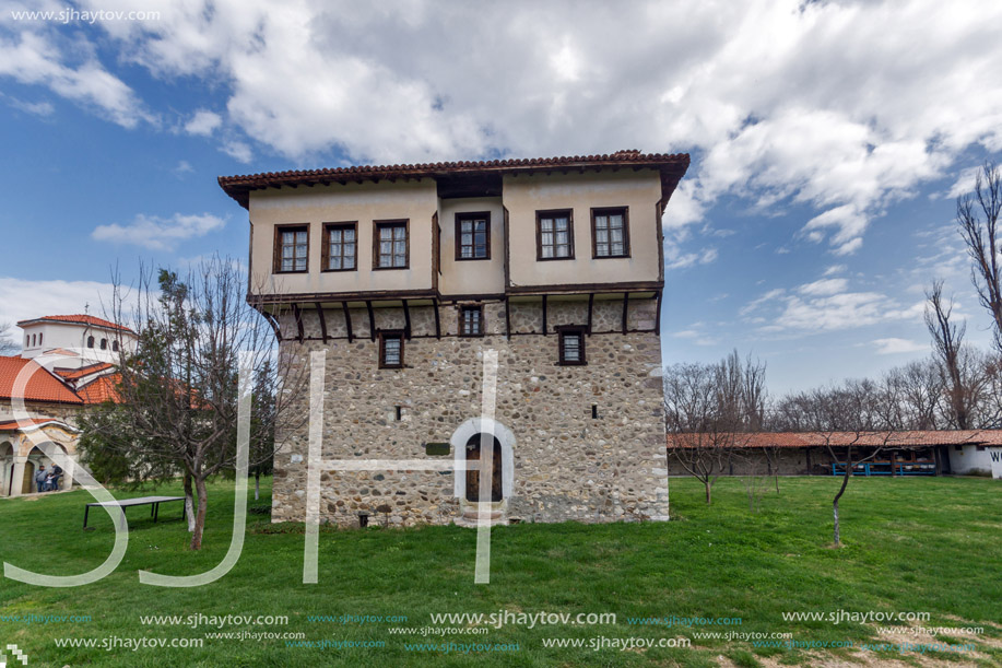 Amazing view of medieval Tower of Angel Voivode in Arapovo Monastery of Saint Nedelya, Plovdiv Region,  Bulgaria