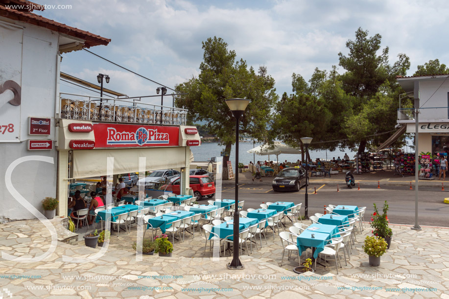 CHALKIDIKI, CENTRAL MACEDONIA, GREECE - AUGUST 25, 2014: Panoramic view of Neos Marmaras at Sithonia peninsula, Chalkidiki, Central Macedonia, Greece