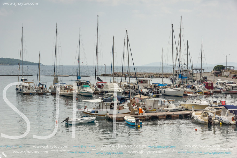 CHALKIDIKI, CENTRAL MACEDONIA, GREECE - AUGUST 25, 2014: Panoramic view of Neos Marmaras at Sithonia peninsula, Chalkidiki, Central Macedonia, Greece