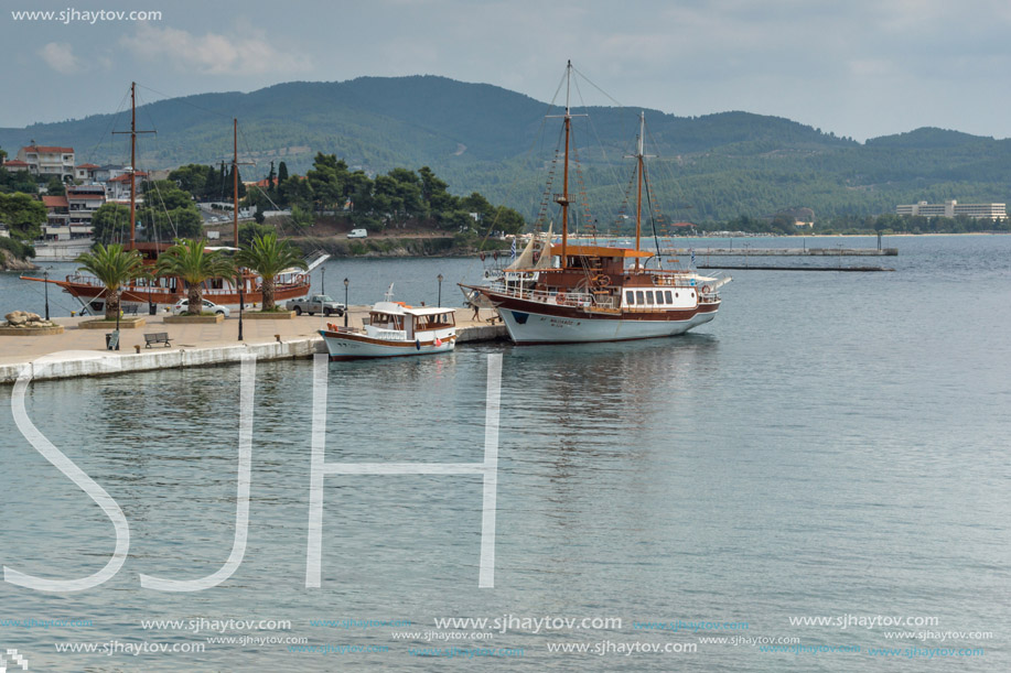 CHALKIDIKI, CENTRAL MACEDONIA, GREECE - AUGUST 25, 2014: Panoramic view of Neos Marmaras at Sithonia peninsula, Chalkidiki, Central Macedonia, Greece