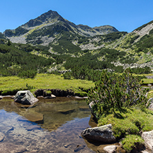 Amazing landscape with Valyavitsa river and Valyavishki chukar peak, Pirin Mountain, Bulgaria