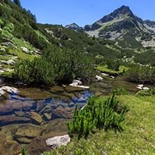Amazing landscape with Valyavitsa river and Valyavishki chukar peak, Pirin Mountain, Bulgaria