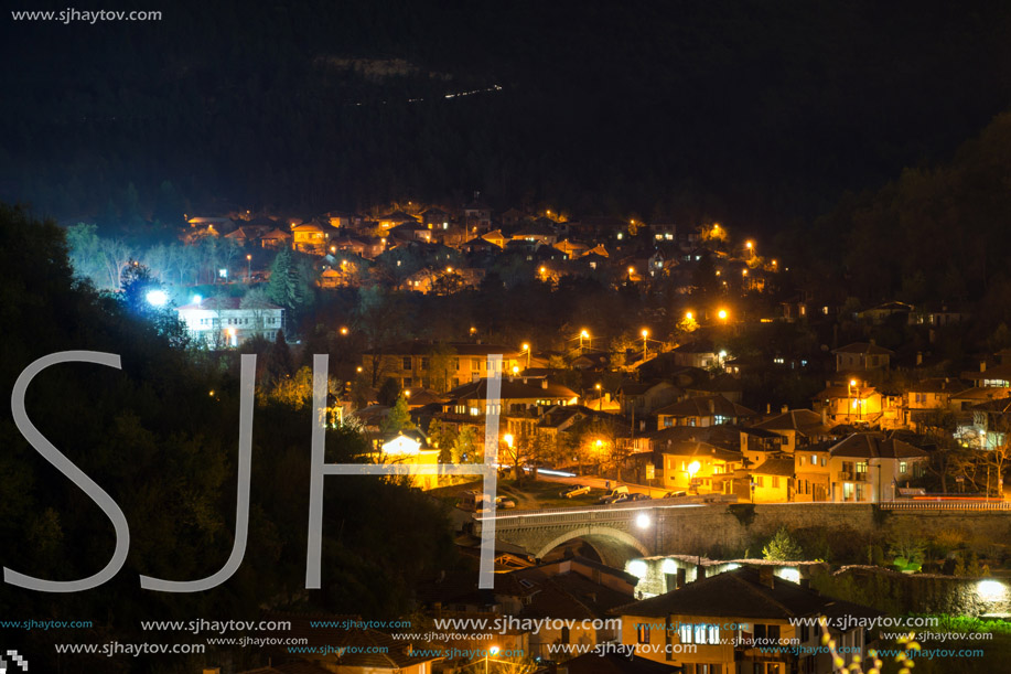 VELIKO TARNOVO, BULGARIA -  APRIL 10, 2017: Night Photo of city of Veliko Tarnovo, Bulgaria