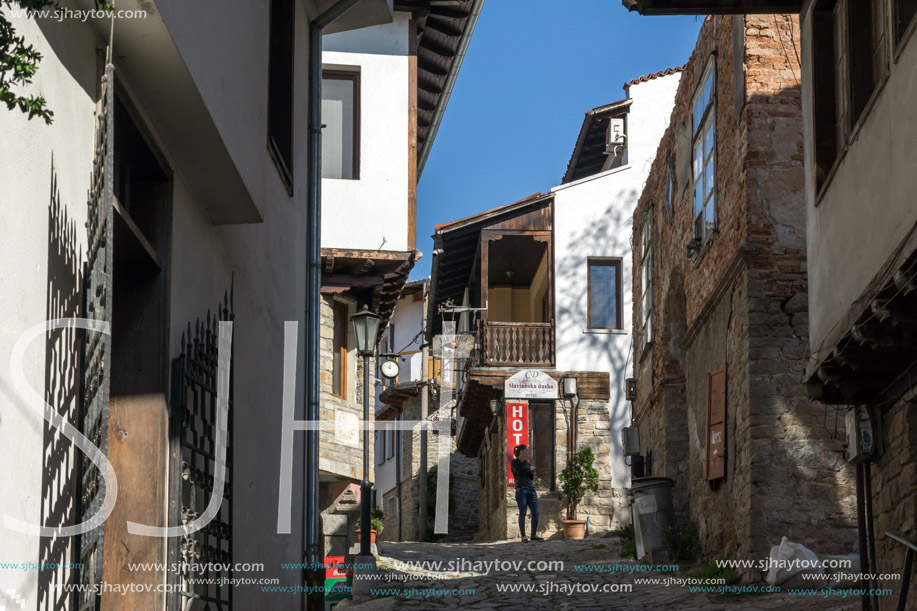 VELIKO TARNOVO, BULGARIA -  APRIL 11, 2017: Houses in old town of city of Veliko Tarnovo, Bulgaria