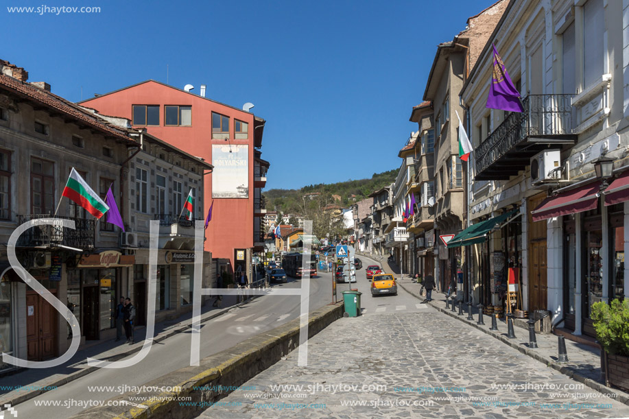 VELIKO TARNOVO, BULGARIA -  APRIL 11, 2017: Houses in old town of city of Veliko Tarnovo, Bulgaria