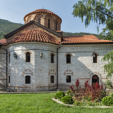BACHKOVO MONASTERY, BULGARIA - AUGUST 23, 2017:  Panoramic view of Medieval Bachkovo Monastery, Bulgaria