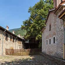 BACHKOVO MONASTERY, BULGARIA - AUGUST 23, 2017:  Panoramic view of Medieval Bachkovo Monastery, Bulgaria