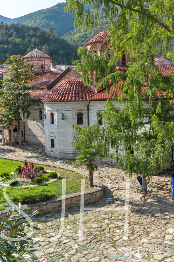 BACHKOVO MONASTERY, BULGARIA - AUGUST 23, 2017:  Panoramic view of Medieval Bachkovo Monastery, Bulgaria