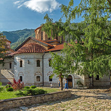 BACHKOVO MONASTERY, BULGARIA - AUGUST 23, 2017:  Panoramic view of Medieval Bachkovo Monastery, Bulgaria