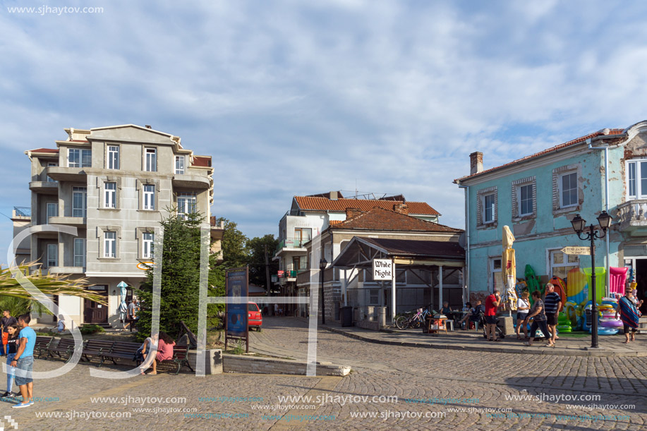 CHERNOMORETS, BULGARIA - AUGUST 16, 2017:  Typical street of village of Chernomorets, Burgas region, Bulgaria