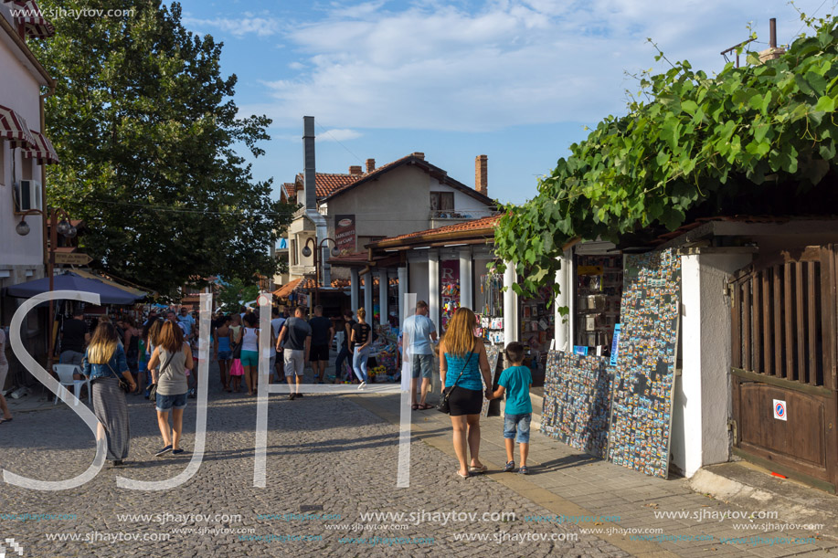 CHERNOMORETS, BULGARIA - AUGUST 16, 2017:  Typical street of village of Chernomorets, Burgas region, Bulgaria