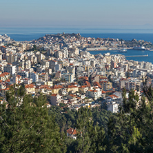 Panoramic view to city of Kavala, East Macedonia and Thrace, Greece