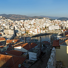 Sunset Panorama to city of Kavala, East Macedonia and Thrace, Greece