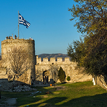 Sunset view of Ruins of fortress in Kavala, East Macedonia and Thrace, Greece