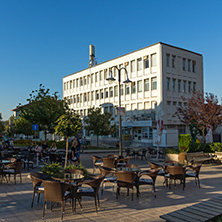 PETRICH, BULGARIA - SEPTEMBER 6, 2017:  Panoramic view of Centre of town of Petrich, Blagoevgrad region, Bulgaria